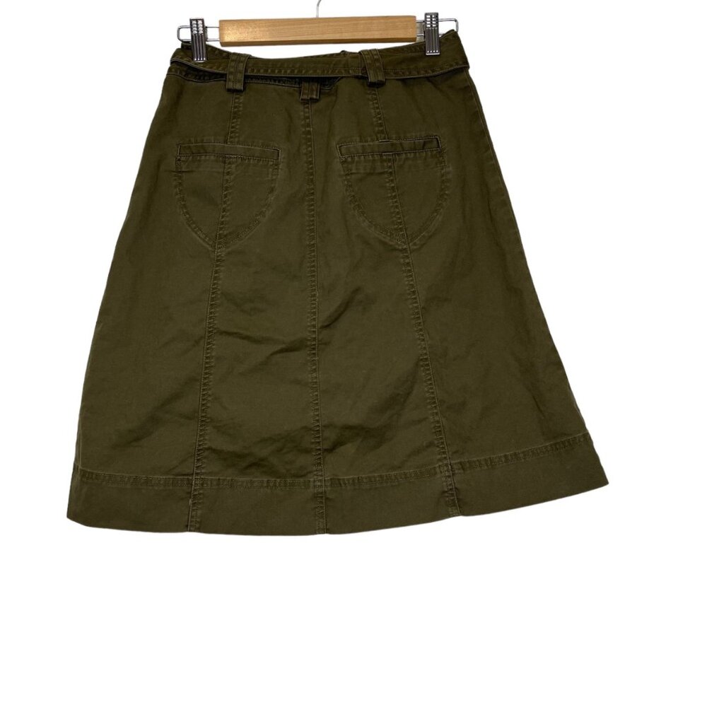 Talbots Stretch Skirt Green Button‎ Front Tie Waist Belt Size 2 - Picture 2 of 10